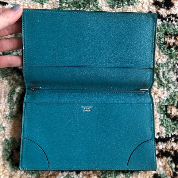 Hermès AUTHENTIC Vision Simple Leather Agenda Notebook Cover Dark Brown Blue - Picture 11 of 16